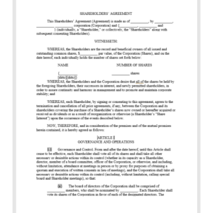 Shareholders Agreement for S Corporations Quote 1 Shareholders-Agreement-Picture-1