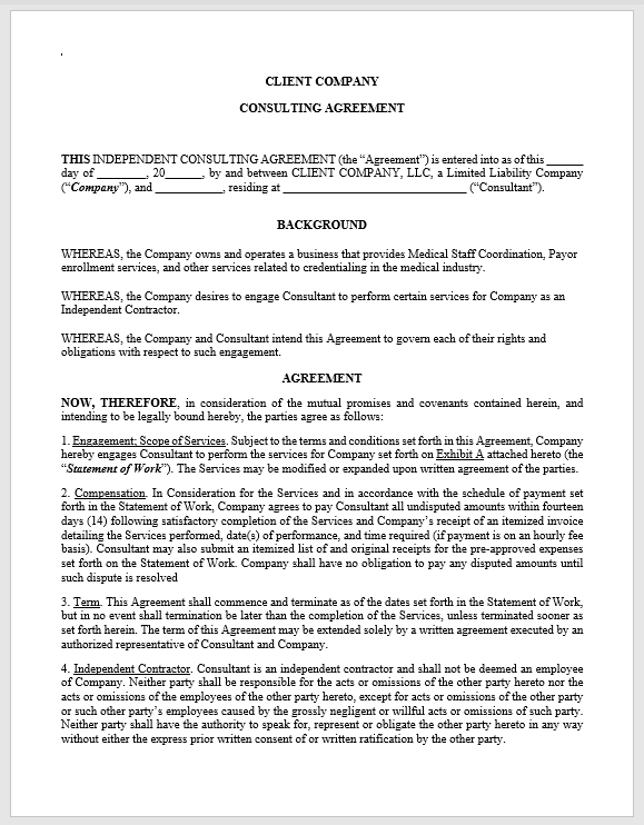 Consulting Agreement 1 consulting agreement
