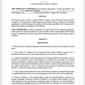 Florida LLC Operating Agreement 1 Florida LLC Operating Agreement